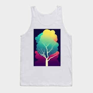 Vibrant Colored Whimsical Minimalist Lonely Tree - Abstract Minimalist Bright Colorful Nature Poster Art of a Leafless Branches Tank Top